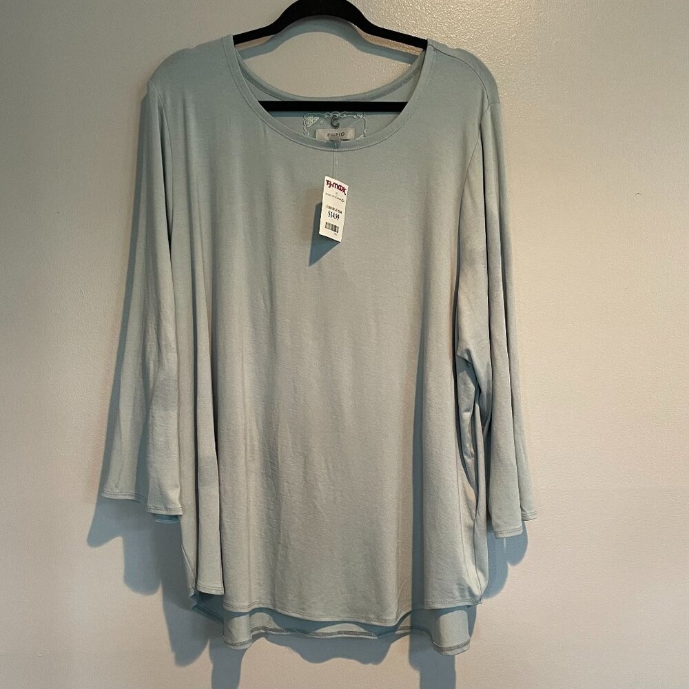 Cupio Women's Green 3/4 sleeve Boat-neck Tunic Top NWT